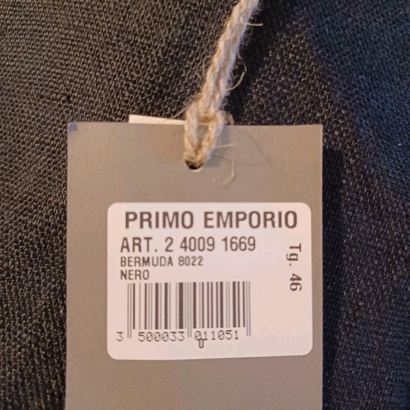 NWT Primo Emporio Men Shorts 100% Linen Sz EU46 Bermuda Black Made‎ in Italy NWT - Picture 12 of 12
